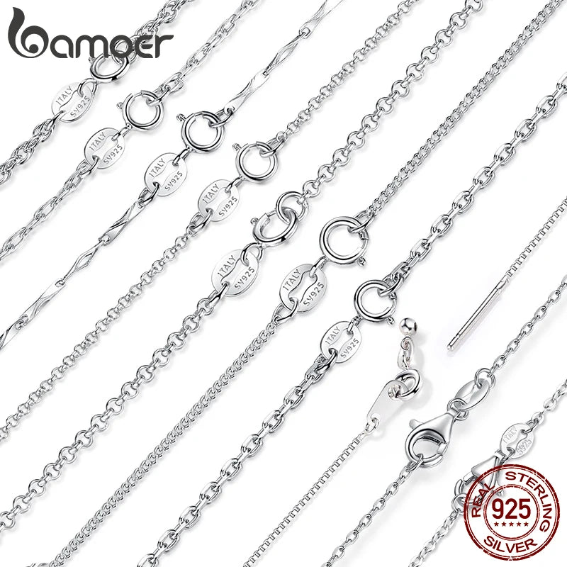 N-Classic Basic Chain 925 Sterling Silver Lobster Clasp Adjustable Necklace Chain Fashion Jewelry for Women