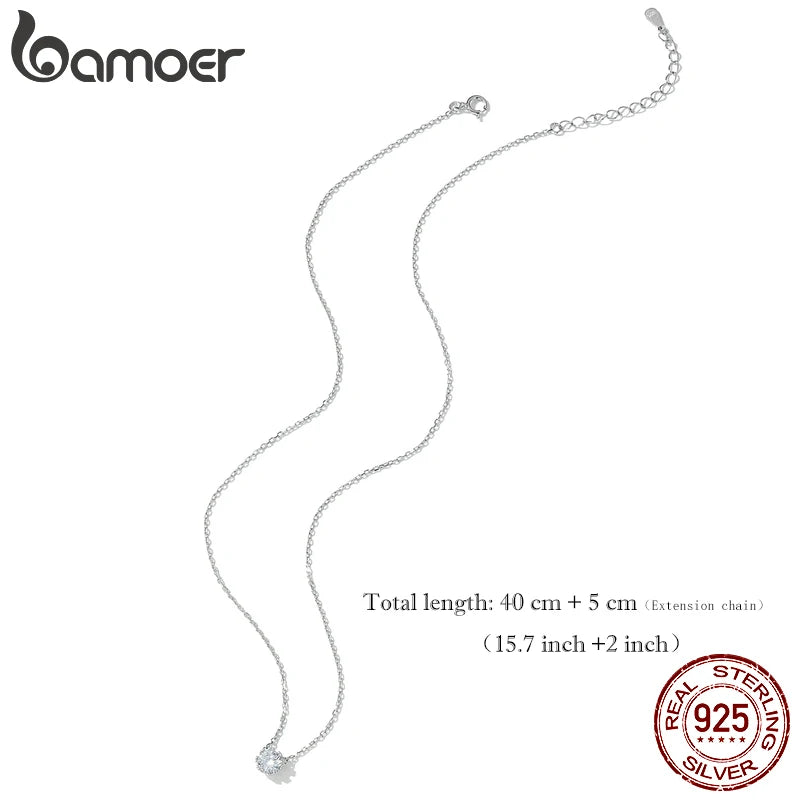N-Gorgeous Shiny Choker 925 Sterling Silver Geometric Cut Sparkling Zircon Pendant Necklace Jewelry 17.7″