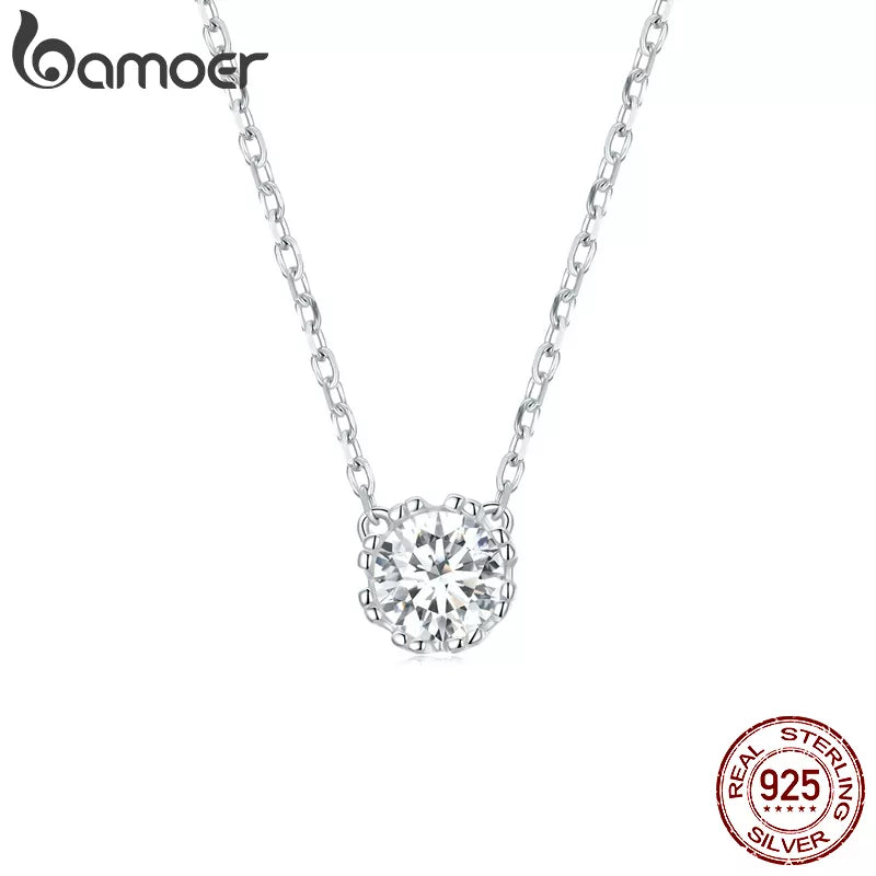 N-Gorgeous Shiny Choker 925 Sterling Silver Geometric Cut Sparkling Zircon Pendant Necklace Jewelry 17.7″