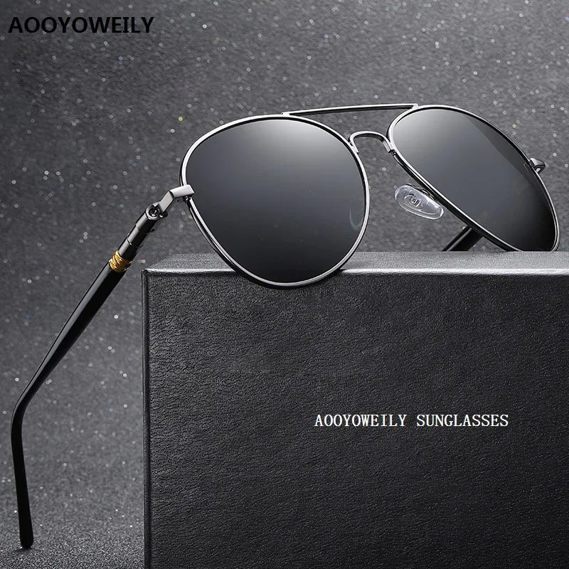 Luxury Polarized Driving Black Pilot Sunglasses UV400