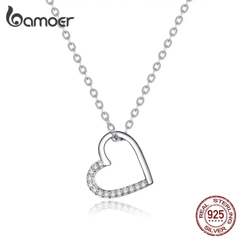 N-925 Sterling Silver The shape of love Chain Necklace for Women Fine Jewelry New Collar