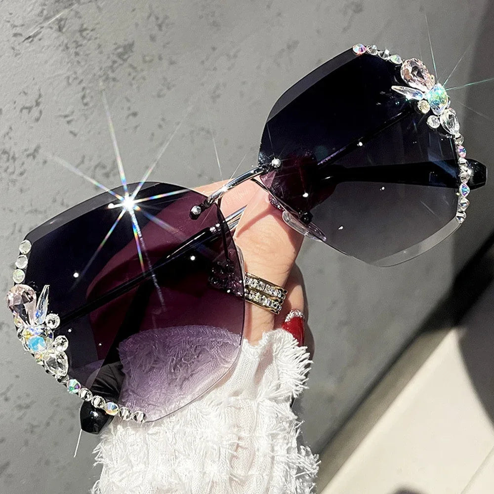 Luxury Rimless Rhinestone Sunglasses