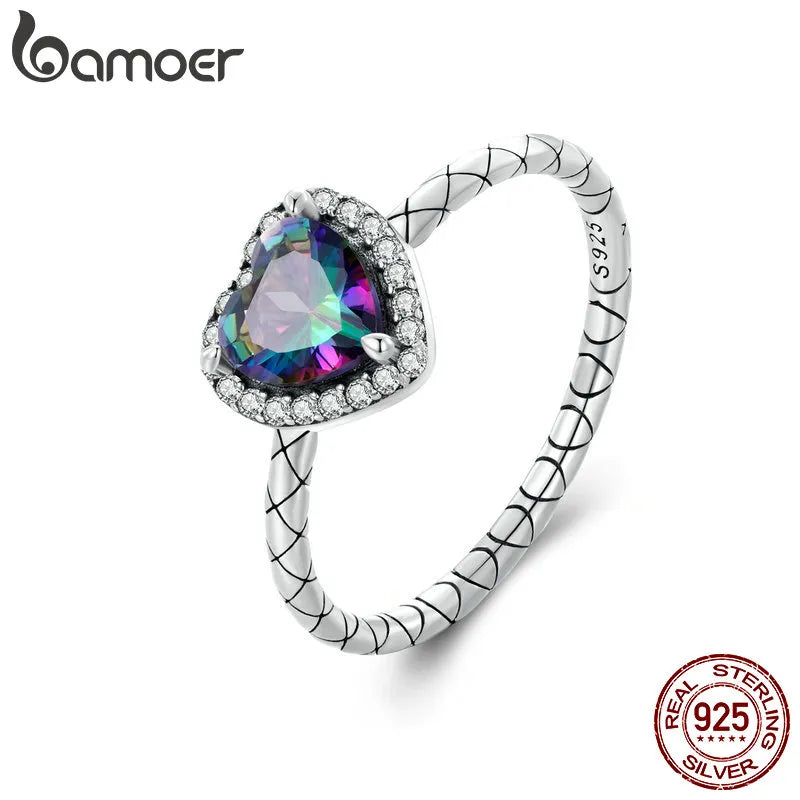 R-925 Sterling Silver Vintage Heart Ring Retro Snake Pattern Adjustable Ring for Women Fine Jewelry