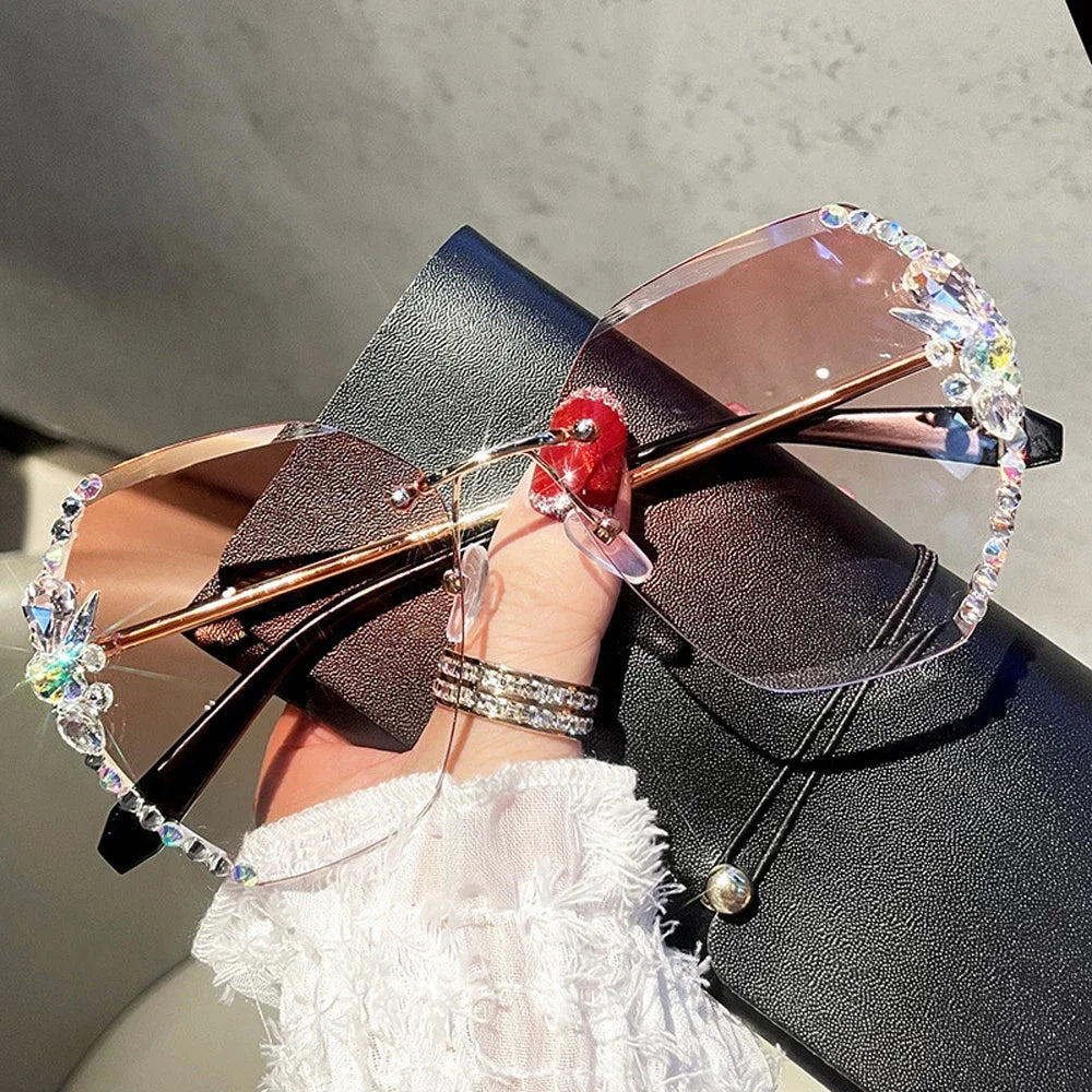 Luxury Rimless Rhinestone Sunglasses