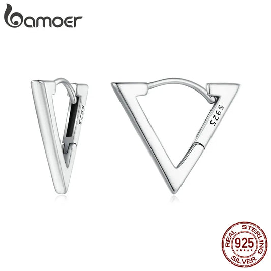 E-925 Sterling Silver Small Triangle Earrings for Women