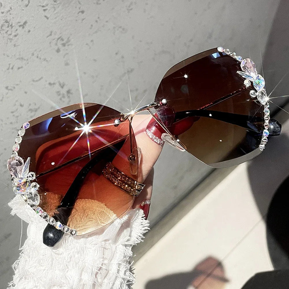 Luxury Rimless Rhinestone Sunglasses