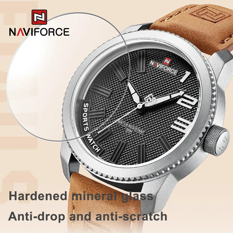 NAVIFORCE Luxury Leather Waterproof Men Watch