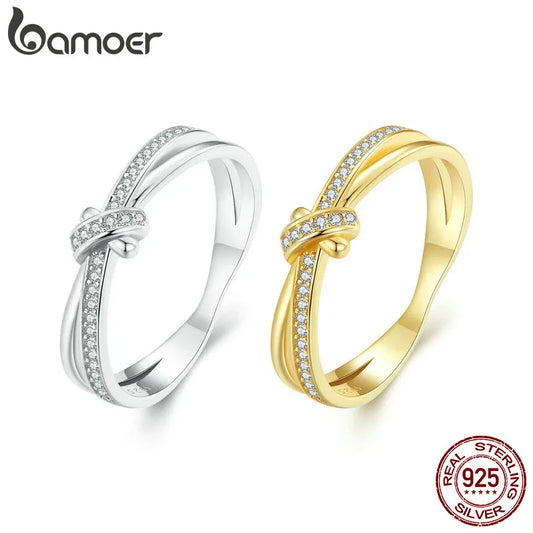 R-925 Sterling Silver Double Layer Knot Finger Ring Stackable Rings for Women Original Design Fine Jewelry