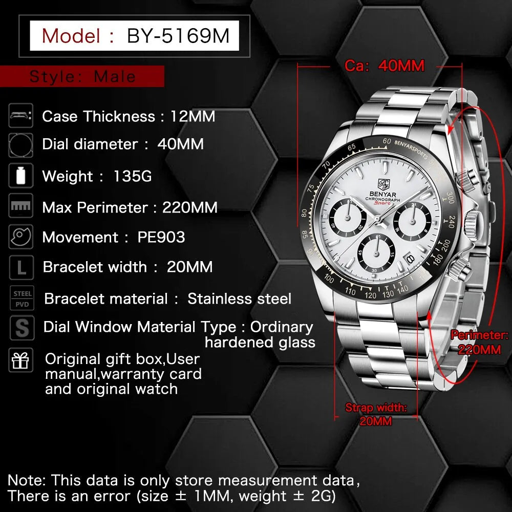 2024 New Waterproof  Watch  Luxury  Chronograph