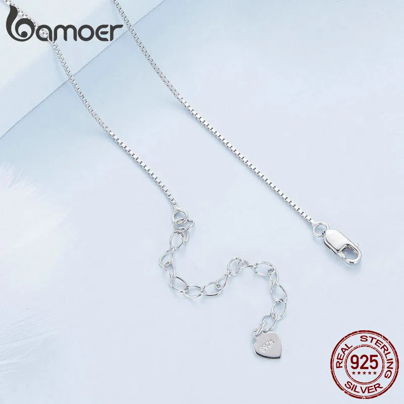 N-925 Sterling Silver Shining Zircon Pendant Necklace Double Layer Neck Chain for Women Fine Jewelry