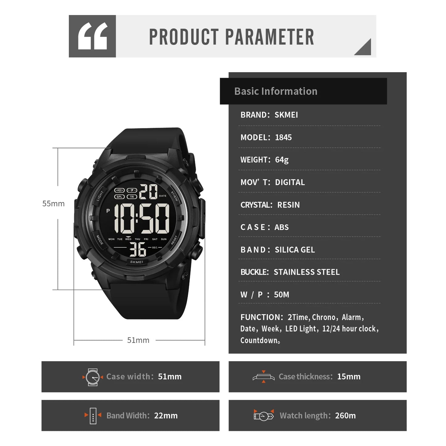 Military Digital Men's Watch Waterproof